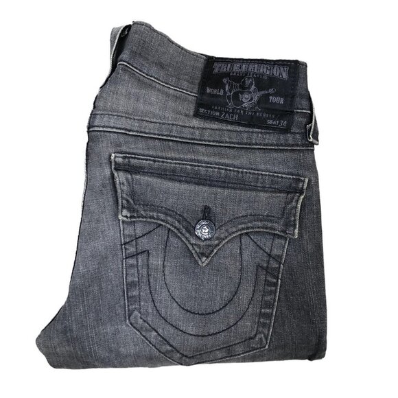 VINTAGE True Religion Jeans Size 31 ZACH Gray - Picture 1 of 7